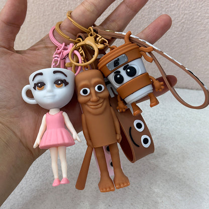 Cross-Border Foreign Abstract Shanhaijing Keychain Tung Tung Tung Sahur Car Wooden Stick Man Keychain