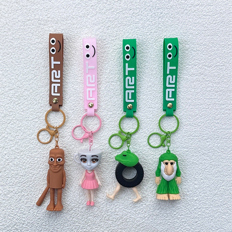 Cross-Border Foreign Abstract Shanhaijing Keychain Tung Tung Tung Sahur Car Wooden Stick Man Keychain