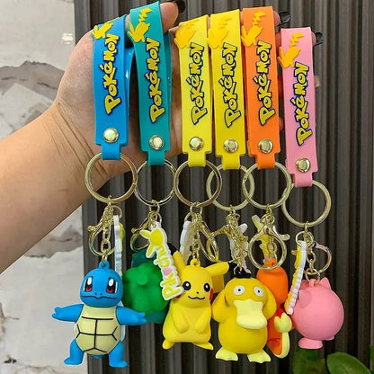 Pokemon Pikachu Keychain Anime Action Figure Toy Kawaii Cartoon Fashion Charmander Psyduck Doll Keyring Car Bag Pendant Kid Gift