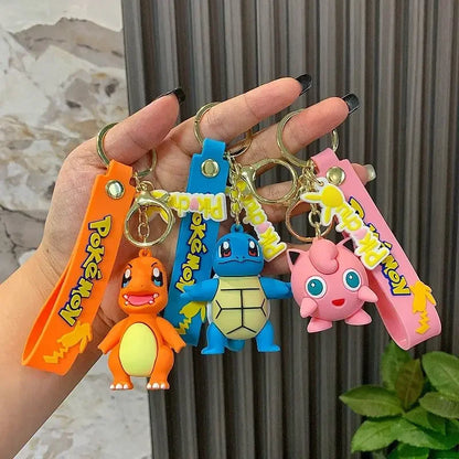 Pokemon Pikachu Keychain Anime Action Figure Toy Kawaii Cartoon Fashion Charmander Psyduck Doll Keyring Car Bag Pendant Kid Gift
