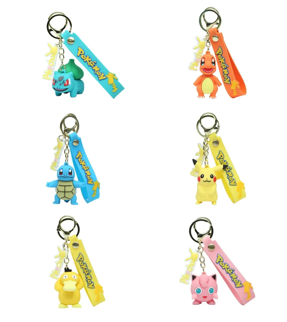 Pokemon Pikachu Keychain Anime Action Figure Toy Kawaii Cartoon Fashion Charmander Psyduck Doll Keyring Car Bag Pendant Kid Gift