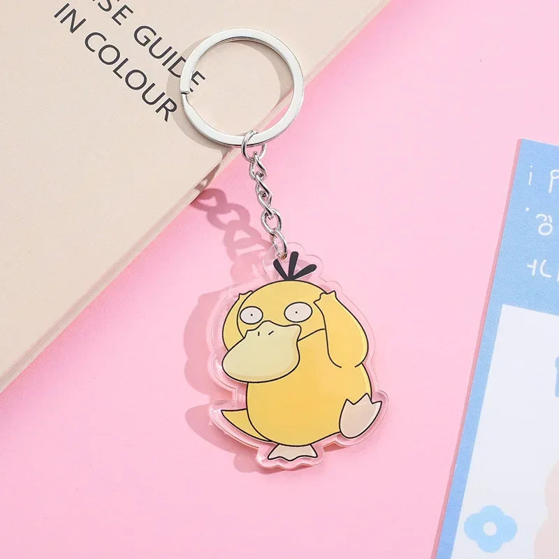 Pokemon Pikachu Keychain Anime Action Figure Toy Kawaii Cartoon Fashion Charmander Psyduck Doll Keyring Car Bag Pendant Kid Gift